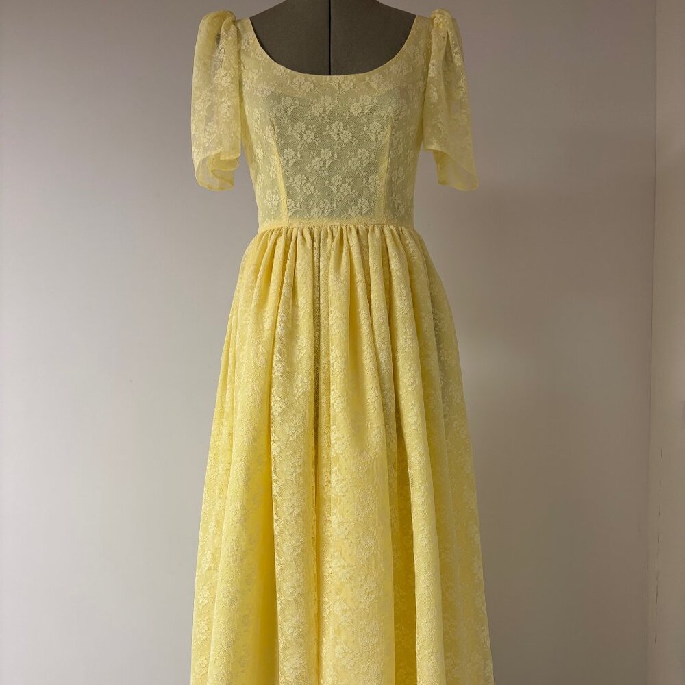 Retro lace 70's handmade dress size 2